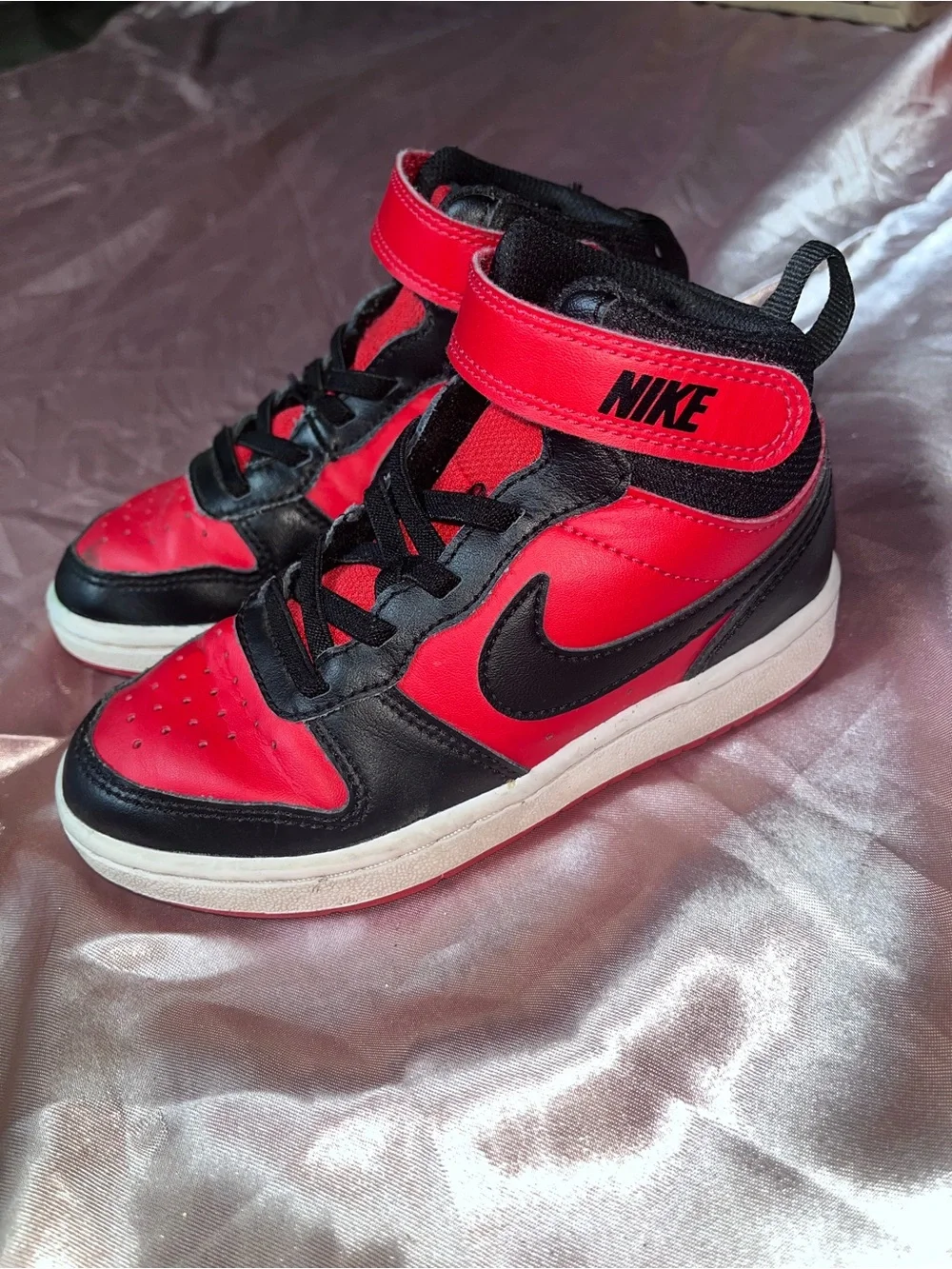Nike Kids High-Top Sneakers in Red and Black